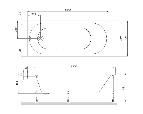 Акриловая ванна AM.PM X-Joy 160х70 W94A-160-070W-A без гидромассажа