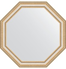 Зеркало Evoform Octagon 62х62 в багетной раме - Золотые бусы на серебре 60 мм