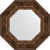 Зеркало Evoform Octagon 63х63 в багетной раме - Состаренное дерево с орнаментом 120 мм