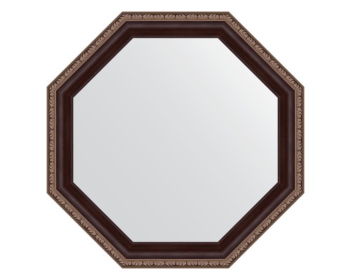 Зеркало Evoform Octagon 49х49 BY 3865 в багетной раме - Махагон с орнаментом 50 мм