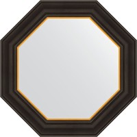 Зеркало Evoform Octagon 54х54 BY 3874 в багетной раме - Черное дерево с золотом 71 мм