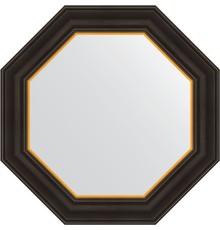 Зеркало Evoform Octagon 54х54 в багетной раме - Черное дерево с золотом 71 мм