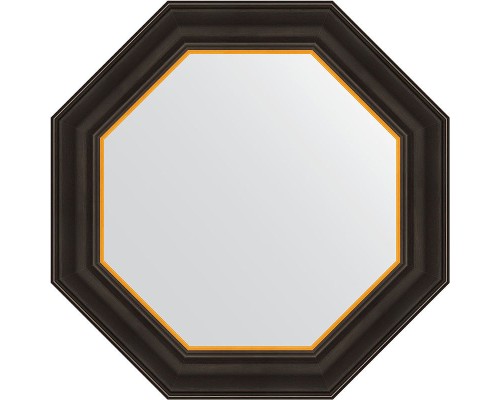 Зеркало Evoform Octagon 54х54 BY 3874 в багетной раме - Черное дерево с золотом 71 мм