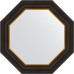 Зеркало Evoform Octagon 54х54 BY 3874 в багетной раме - Черное дерево с золотом 71 мм