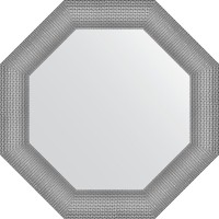 Зеркало Evoform Octagon 67х67 в багетной раме - Серебряная кольчуга 88 мм