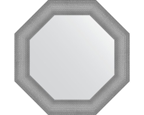 Зеркало Evoform Octagon 67х67 в багетной раме - Серебряная кольчуга 88 мм