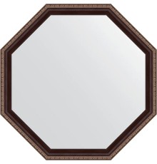 Зеркало Evoform Octagon 69х69 в багетной раме - Махагон с орнаментом 50 мм