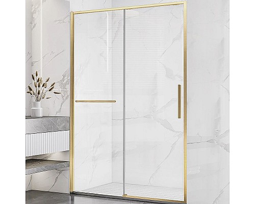 Душевая дверь Vincea Slim Soft 150 VDS-1SS150CLG профиль Золото брашированное стекло прозрачное