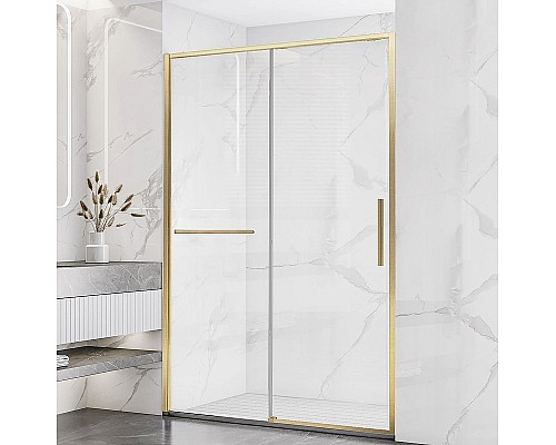 Душевая дверь Vincea Slim Soft 150 VDS-1SS150CLG профиль Золото брашированное стекло прозрачное