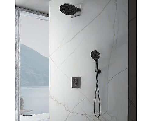 Душевая система Vincea Inspire VSFW-3I21MT5GM с термостатом Вороненая сталь
