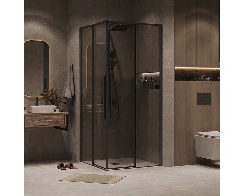 Душевой уголок Grossman Galaxy 80х80 300.K33.01.8080.21.10 профиль Черный матовый стекло тонированное