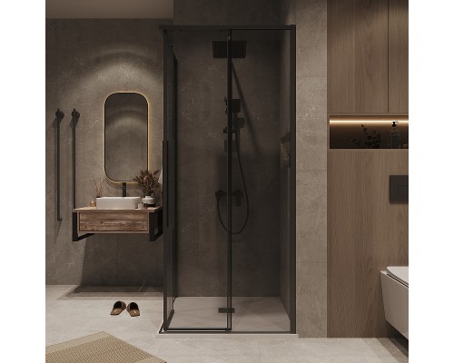 Душевой уголок Grossman Galaxy 80х80 300.K33.01.8080.21.10 профиль Черный матовый стекло тонированное