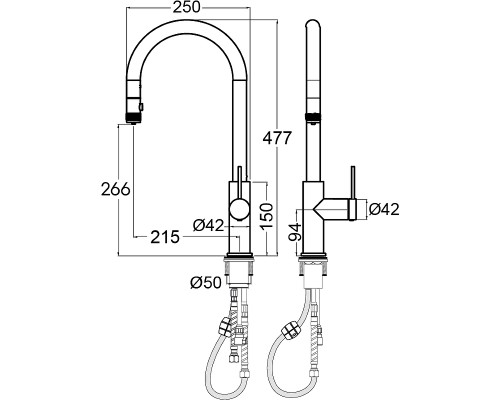 Смеситель для кухни Paulmark Galant Ga213077-GM Вороненая сталь