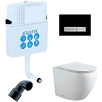 Комплект унитаза со смывным бачком Aquatek Set BW Aquatek Европа-031 3в1 с сиденьем Микролифт и Черной матовой клавишей смыва