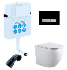 Комплект унитаза со смывным бачком Aquatek Set BW Aquatek Европа-031 3в1 с сиденьем Микролифт и Черной матовой клавишей смыва
