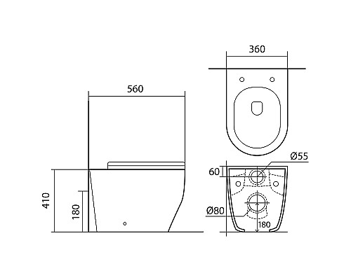 Комплект унитаза со смывным бачком Aquatek Set BW Aquatek Европа-031 3в1 с сиденьем Микролифт и Черной матовой клавишей смыва