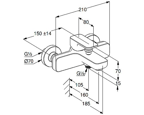 Смеситель для ванны Kludi Renon 426910575 Хром