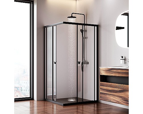 Душевой уголок AM.PM Sunny 100х100 W87G-403-100100-BT профиль Черный матовый стекло прозрачное