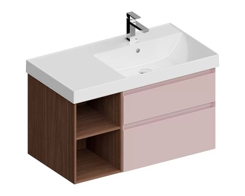 Тумба под раковину Kerama Marazzi Cubo 90 R подвесная Мальва матовый Структурированный орех