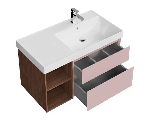 Тумба под раковину Kerama Marazzi Cubo 90 R подвесная Мальва матовый Структурированный орех