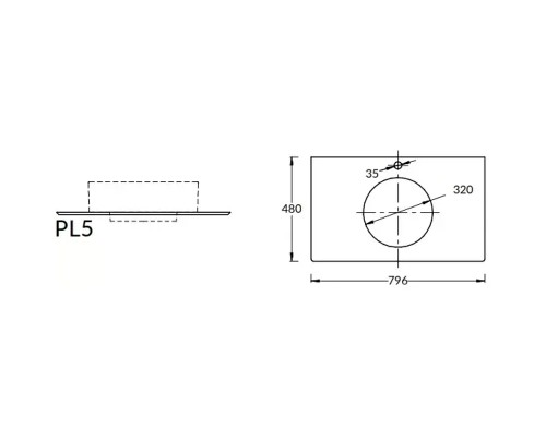 Столешница под раковину Kerama Marazzi Plaza Next Фондамента 80 PL5.DL500920R\80 Серый камень