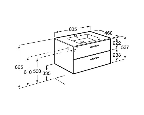 Тумба под раковину Roca Victoria 80 A857470517 подвесная Орех
