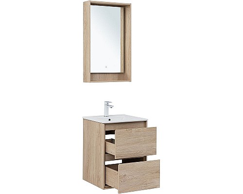 Тумба под раковину Aquanet Милан 50 336381 подвесная Дуб светлый