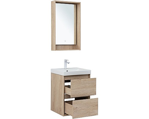 Тумба под раковину Aquanet Милан 50 336381 подвесная Дуб светлый