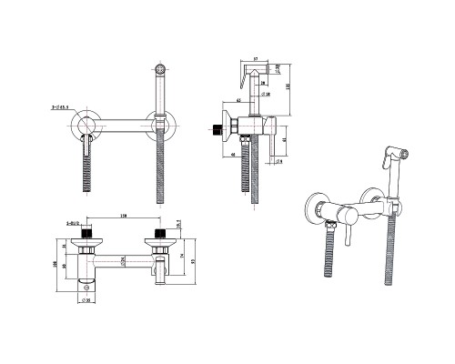Гигиенический душ со смесителем CeramaLux DRS/007 Золото матовое