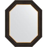 Зеркало Evoform Polygon 73х58 BY 7286 в багетной раме - Черное дерево с золотом 71 мм