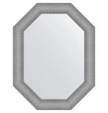 Зеркало Evoform Polygon 86х66 в багетной раме - Серебряная кольчуга 88 мм