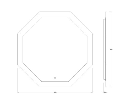 Зеркало Evoform Ledshine 100x100 с подсветкой 32 W - сенсорный выключатель - нейтральный белый свет