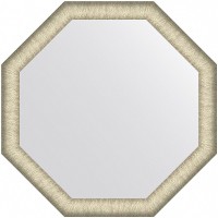 Зеркало Evoform Octagon 70x70 в багетной раме - Брашированное серебро 59 мм