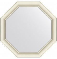 Зеркало Evoform Octagon 61x61 в багетной раме - Белый с серебром 60 мм