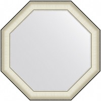 Зеркало Evoform Octagon 74x74 в багетной раме - Белая кожа с хромом 78 мм