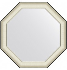 Зеркало Evoform Octagon 74x74 в багетной раме - Белая кожа с хромом 78 мм