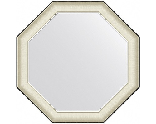 Зеркало Evoform Octagon 74x74 в багетной раме - Белая кожа с хромом 78 мм