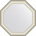 Зеркало Evoform Octagon 74x74 в багетной раме - Белая кожа с хромом 78 мм