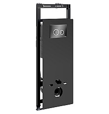 Инсталляция WasserKRAFT Salm 27TLT.010.ME.BL.PB01 для унитаза Черное стекло с Черной глянцевой клавишей смыва