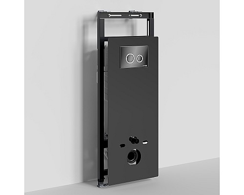 Инсталляция WasserKRAFT Salm 27TLT.010.ME.BL.PB01 для унитаза Черное стекло с Черной глянцевой клавишей смыва