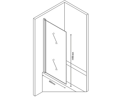 Шторка на ванну Berges River S 80х145 065019 профиль Хром стекло матовое