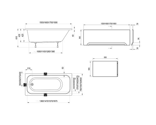 Акриловая ванна Ravak Chrome 180x80 без гидромассажа