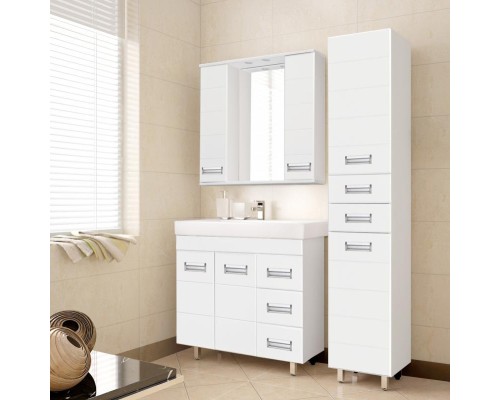 Зеркало со шкафом Style Line Ирис 65 С с подсветкой Белый глянец