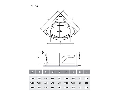 Акриловая ванна Relisan Mira 140x140 Гл000000546 без гидромассажа Акриловая ванна Relisan Mira 140x140 Гл000000546 без гидромассажа