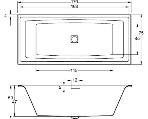 Акриловая ванна Riho Still Square 170x75 (BR0200500K00130) LED R без гидромассажа