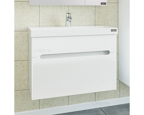 Тумба под раковину СанТа Лондон 70 2 ящика подвесная Белая