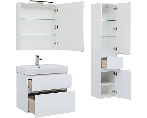 Комплект мебели для ванной Aquanet Бруклин 70 207804 подвесной Белый глянец