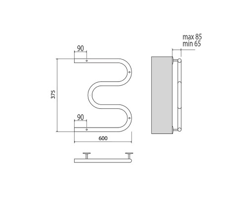 Электрический полотенцесушитель Terminus М-образный 600x350 4620768883927 Хром