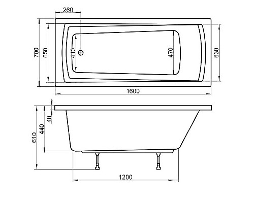 Акриловая ванна Ravak Domino ‎Plus 160x70 C621R00000 без гидромассажа