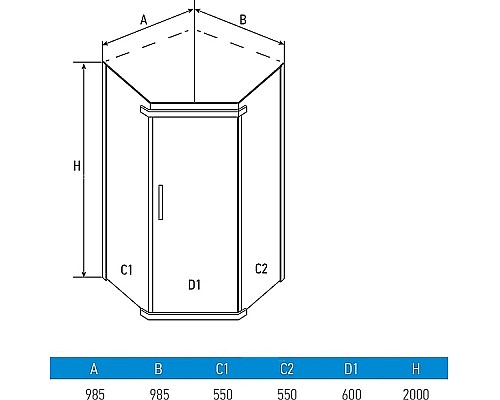 Душевой уголок Erlit Comfort 99х99 ER10110V-C4 профиль Хром матовый стекло тонированное